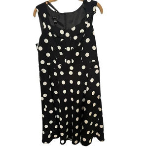 Alyx Women’s Black & White Polka Dot Sleeveless Stretch Sheath Dress Size 16